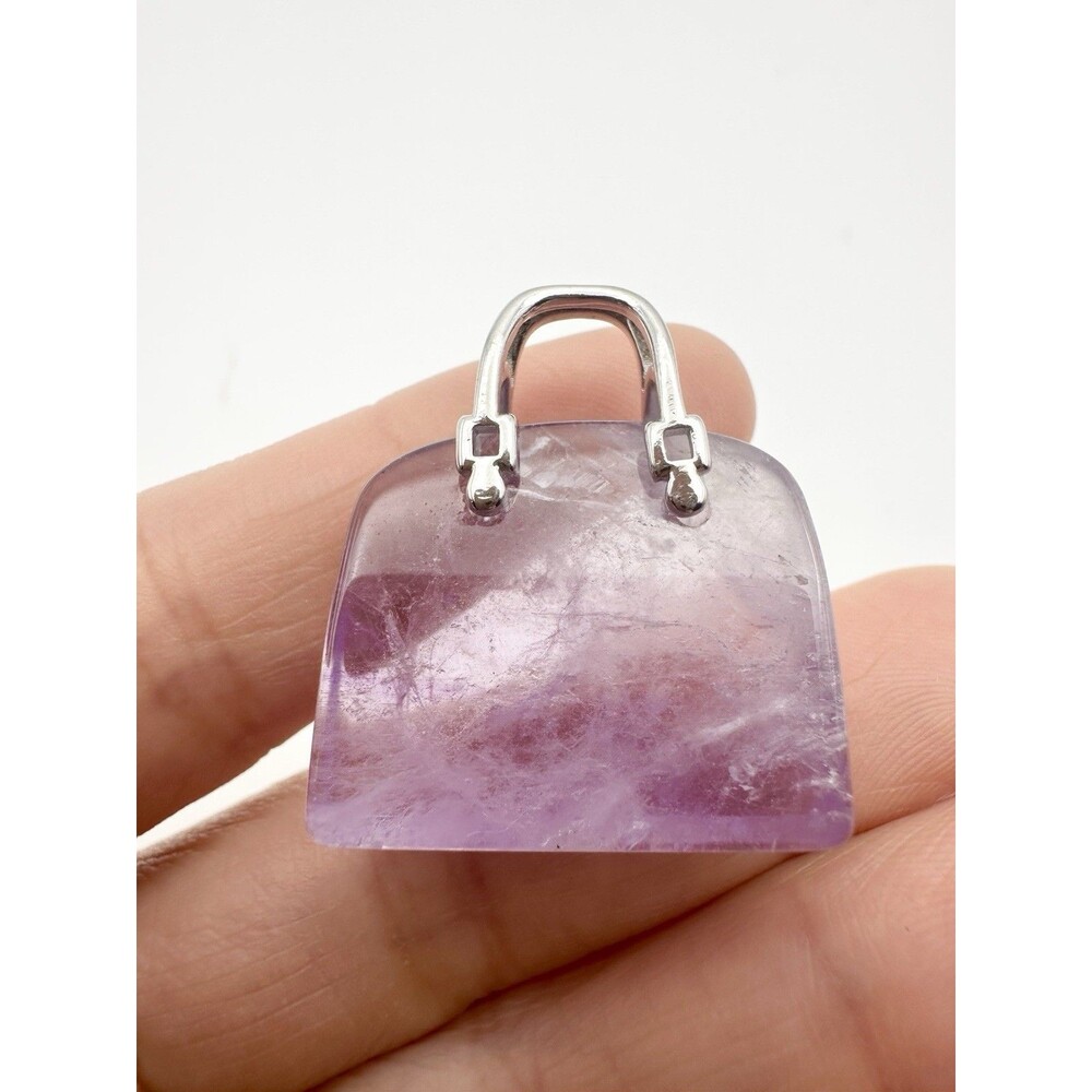 Natural Amethyst Polished Purse Charm Pendant